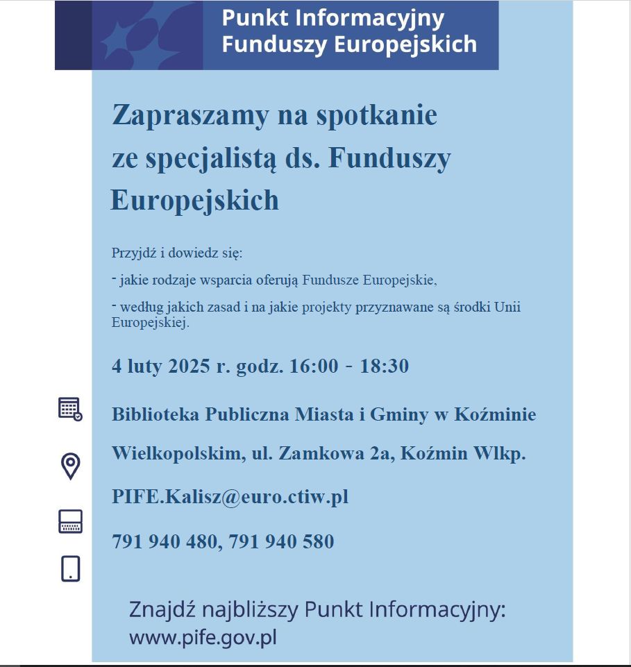 Zaproszenie do Mobilnego Punktu Informacyjnego Funduszy Unijnych 